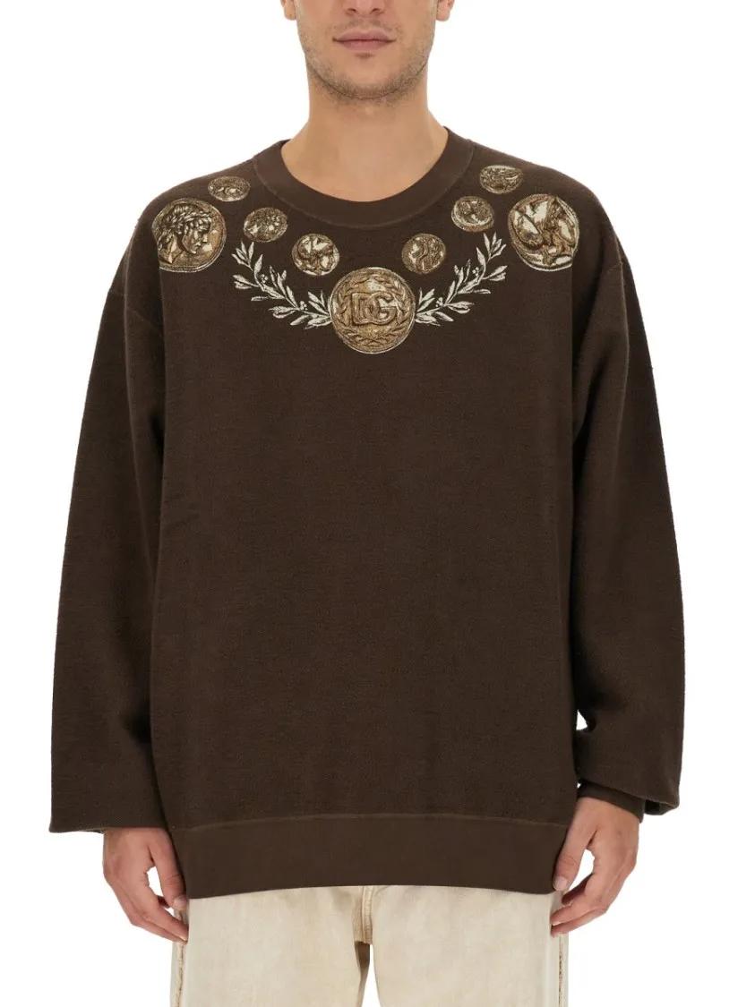 Thumbnail - Dolce&Gabbana - Coin Print Sweatshirt - Größe 48 - braun