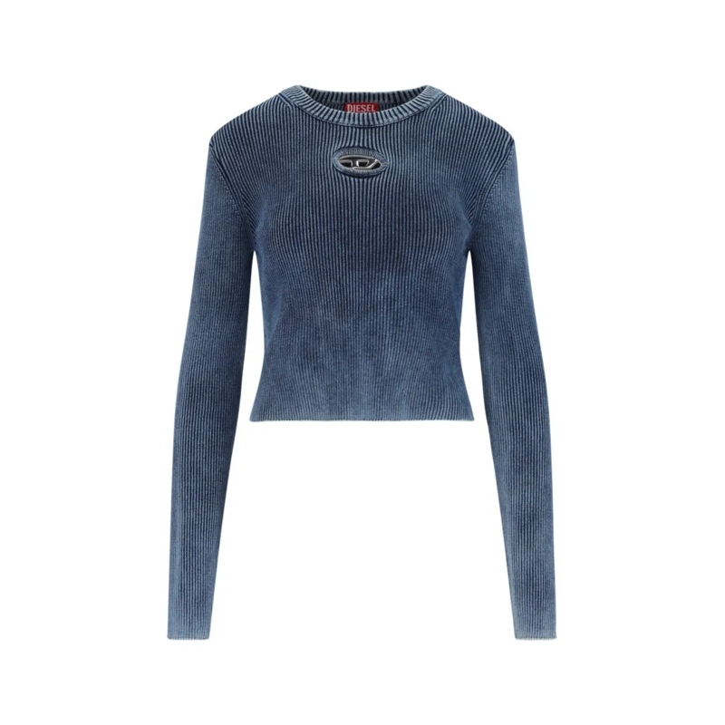 Diesel Langärmeliges Oberteil "M-Anchor-A" Knit Crop Top – Blue Blue