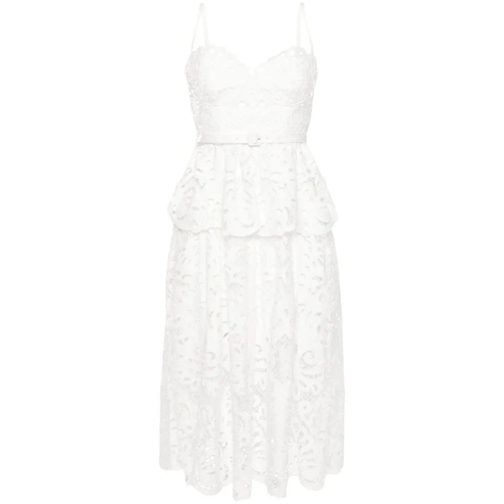 Self Portrait Midi-Kleider Flared Dress White