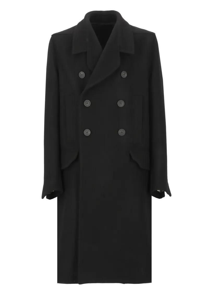 Rick Owens - Black Virgin Wool Double-Breasted Coat - Größe 50 - schwarz