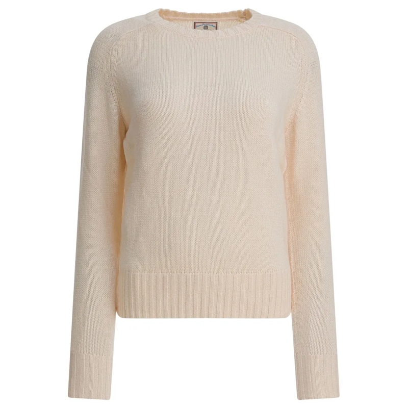 Ines De La Fressange Pull Beige Knit Sweater With Classic Round Neckline Neutrals