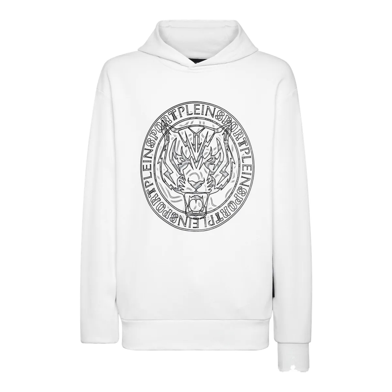 Plein Sport Top Hoodie Tiger weiss
