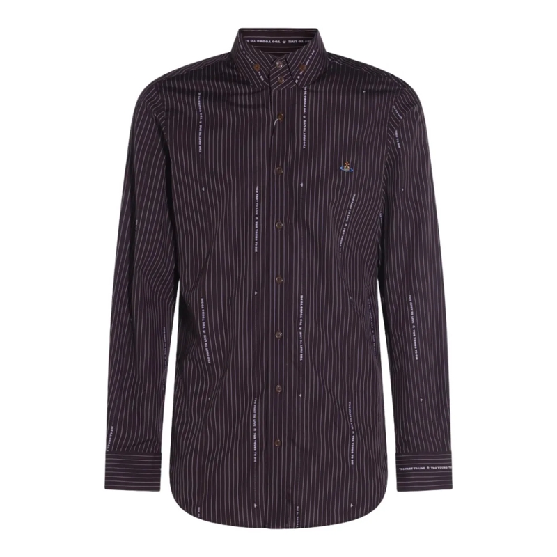 Vivienne Westwood Overhemd Long Sleeve Pinstripe Button-Up Shirt Black