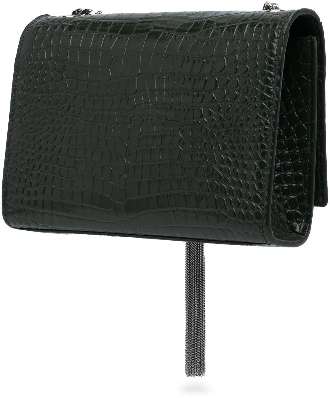 Saint Laurent Hobo bags 2018 Medium Croc Embossed Leather Kate Tassel Cros in groen
