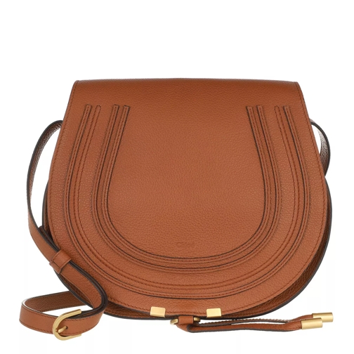 Chloé Marcie Medium Saddle Bag Grained Leather Tan Crossbody Bag
