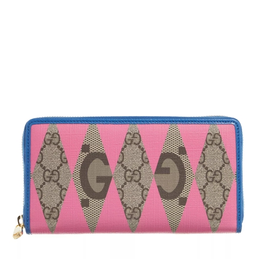 Gucci GG Rhombus Print Zip Around Wallet Multicolor Supreme Portemonnaie mit Zip-Around-Reißverschluss