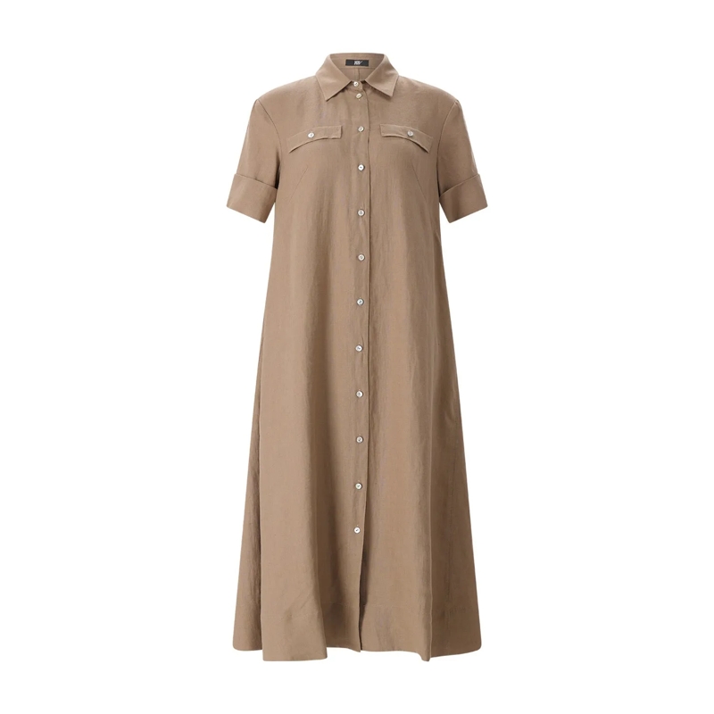 Riani Minikleid Midikleid aus Leinen braun