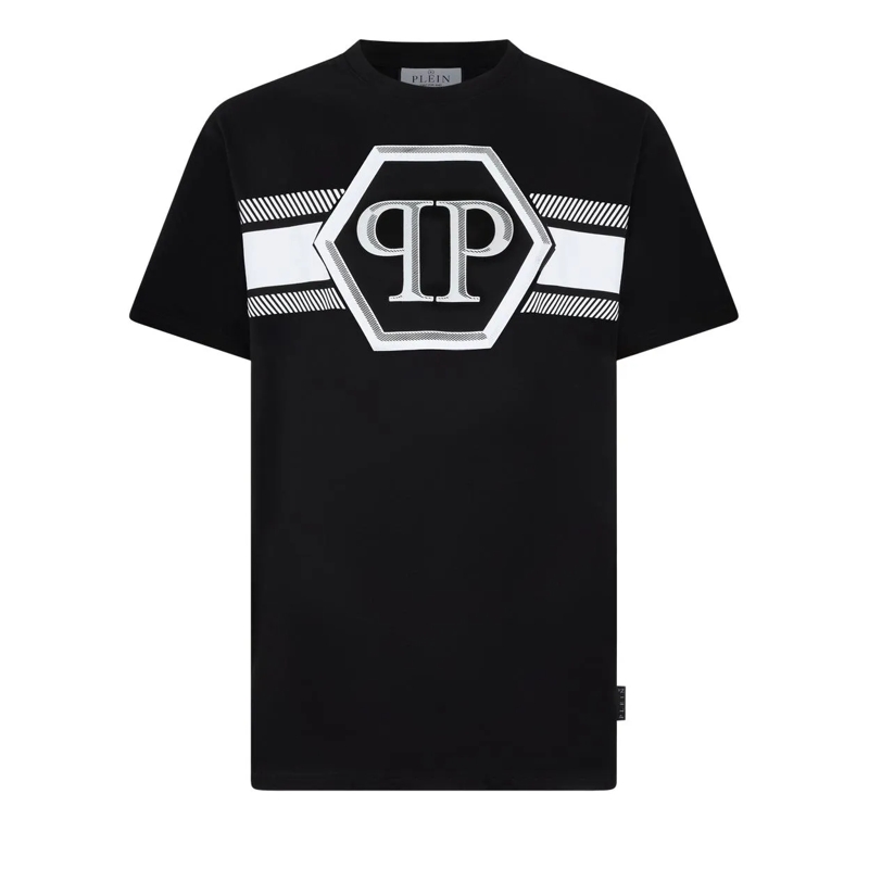 Philipp Plein T-Shirt Round Neck T-Shirt Hexagon Line schwarz