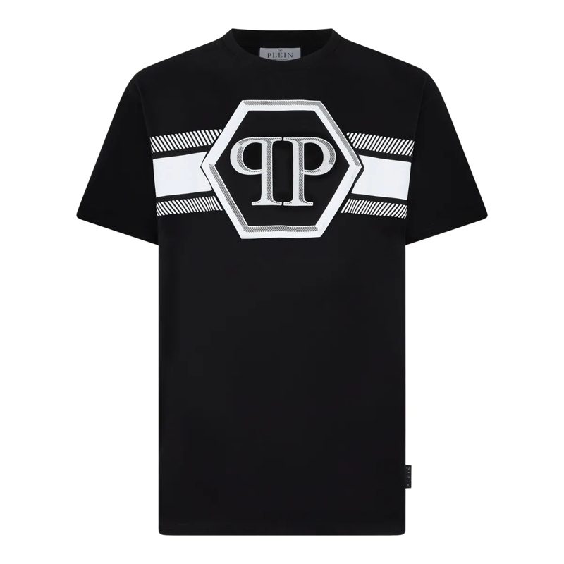 Philipp Plein T-Shirt Round Neck T-Shirt Hexagon Line schwarz