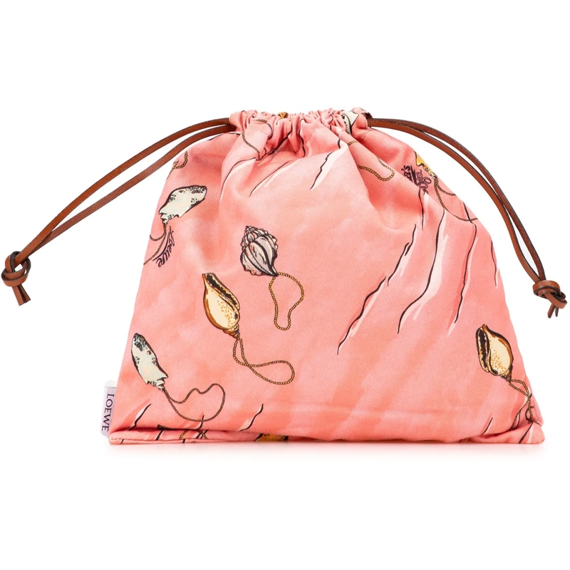 Loewe Nécessaire Paulas Ibiza Canvas Seashell Print Drawstring Pouc rose
