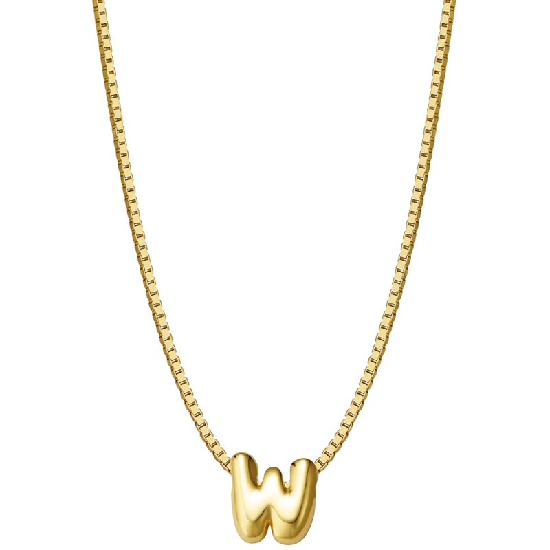 Glanzstücke München Mittellange Halskette Sterling Silber Halskette Buchstabe W gold
