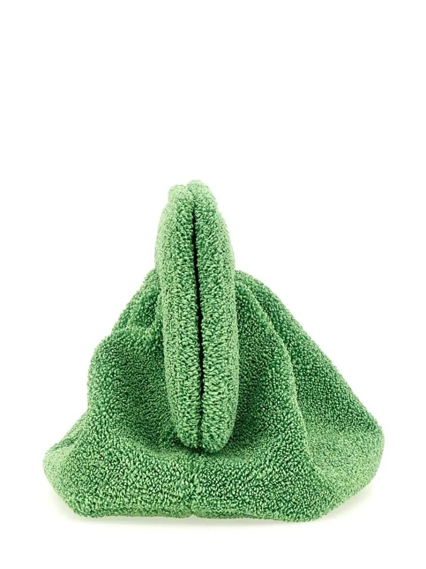 Themoirè Clutches Textured Green Bag With Gathered Body in groen