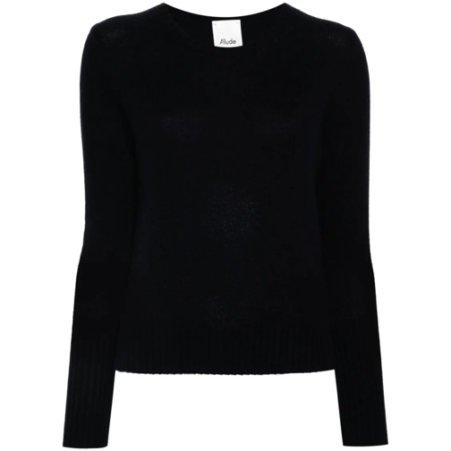 Allude Pullover Navy Blue Cashmere Sweater Black