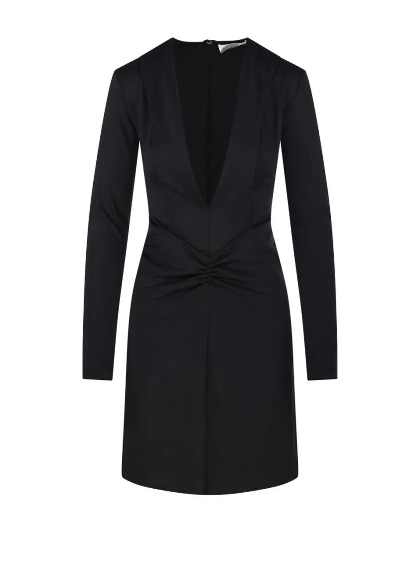 Thumbnail - Victoria Beckham - Long Sleeve V-Neck Mini Dress - Größe 8 - schwarz