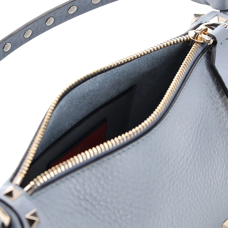 Valentino Garavani Sac à bandoulière Schultertasche aus genarbtem Kalbsleder blau(Image 4)