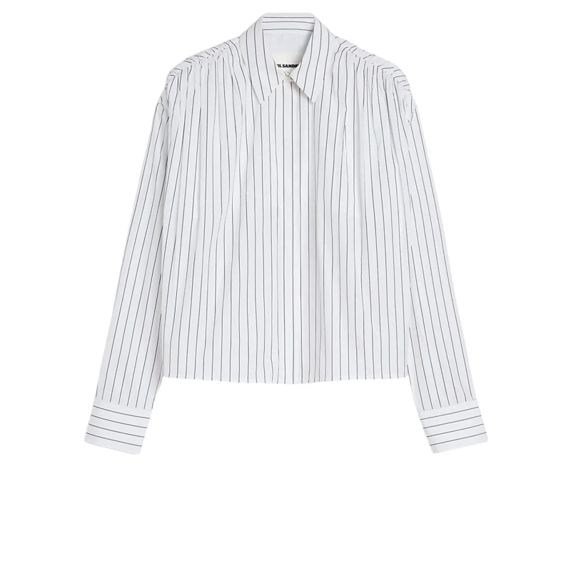 Jil Sander  Vertical Striped Cotton Shirt White