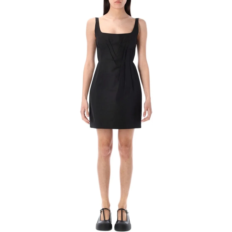 Marni Mini-jurk Bonded Poplin Mini Dress Black
