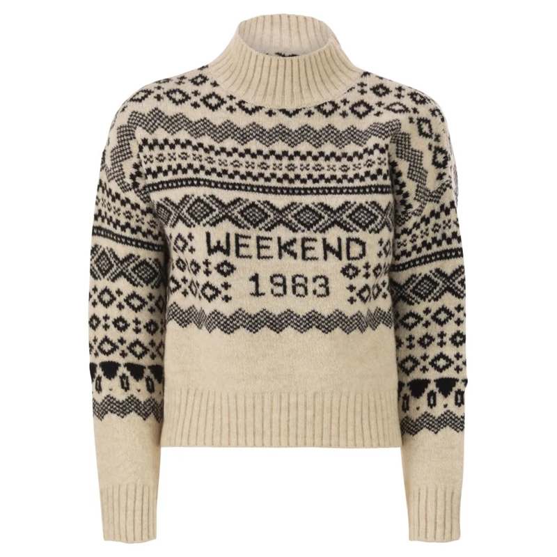 Max Mara Rollkragenpullover Brioso1234 - Jacquard Wool And Alpaca Jumper Neutrals
