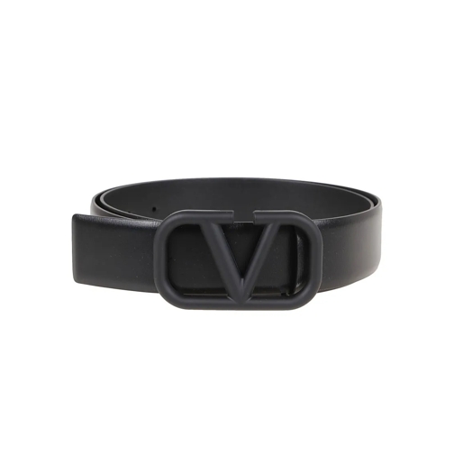 Valentino Garavani Ceinture Vlogo Signature Black Calfskin Belt Black