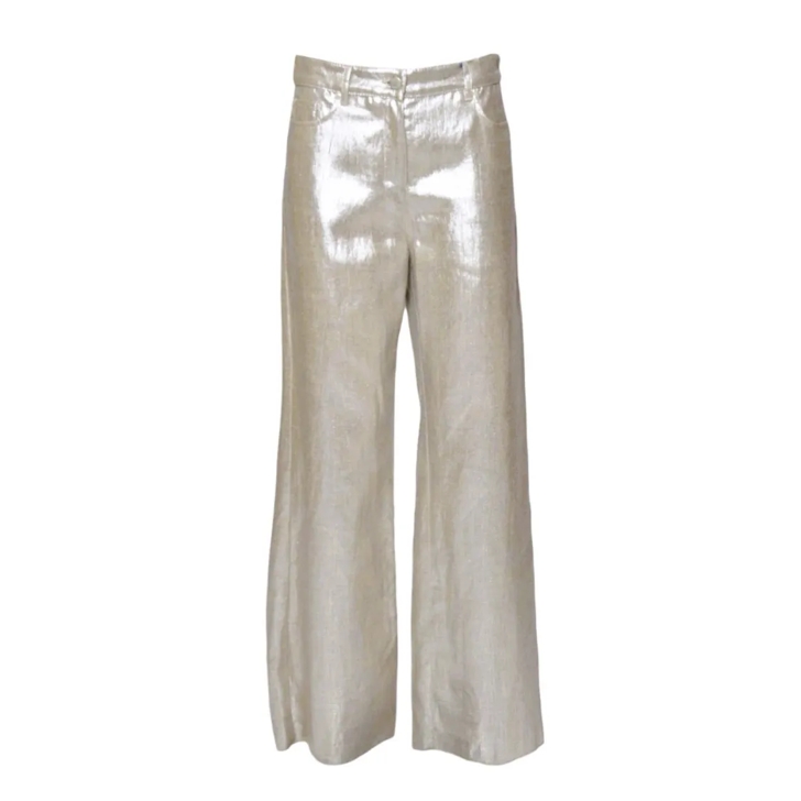 パンツ Max Mara Malika Trousers In Gold Laminated Linen Max Mara Malika Trousers In Gold Laminated Linen Gold