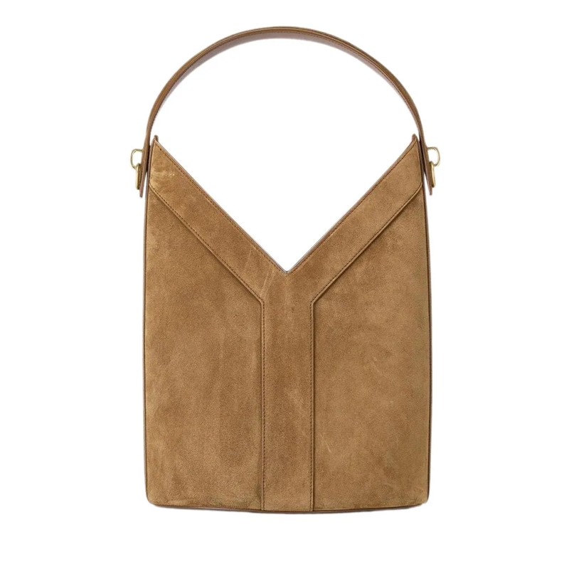 Saint Laurent Bucket Bag Handtasche aus Veloursleder braun