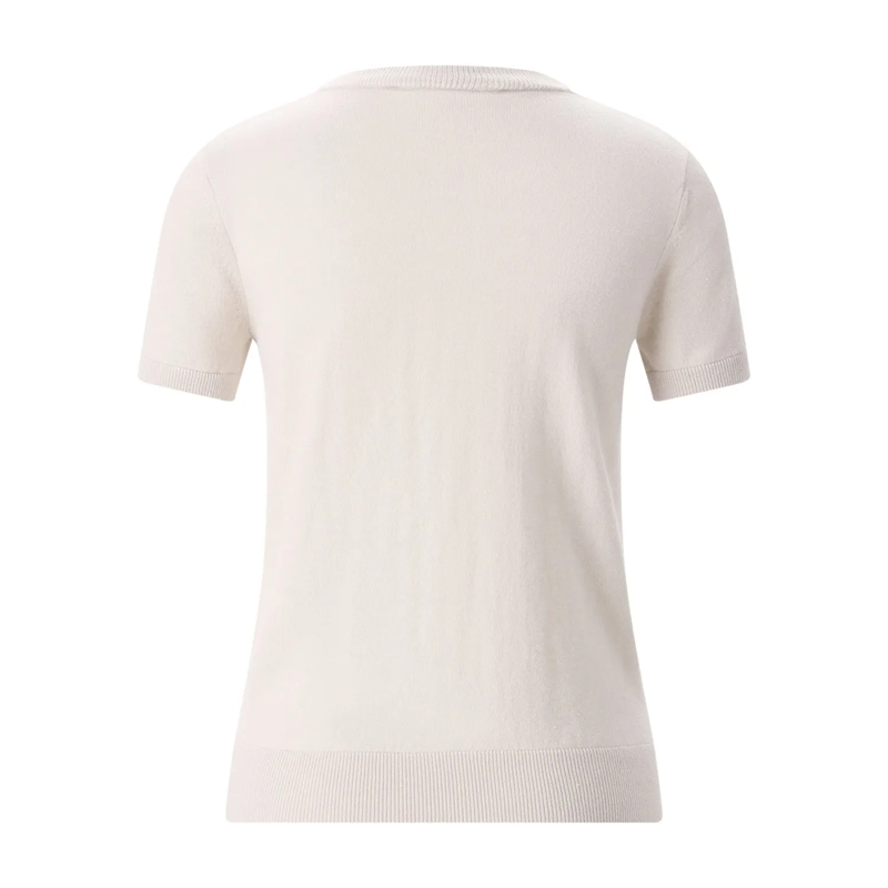 Max Mara T-Shirt Beige Crewneck Knit Top Black(Image 3)