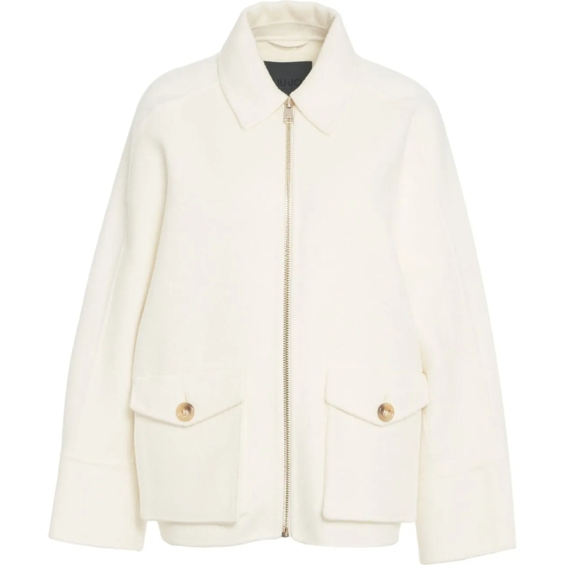 LIU JO Veste de transition Wool-blend jacket with fringes weiß