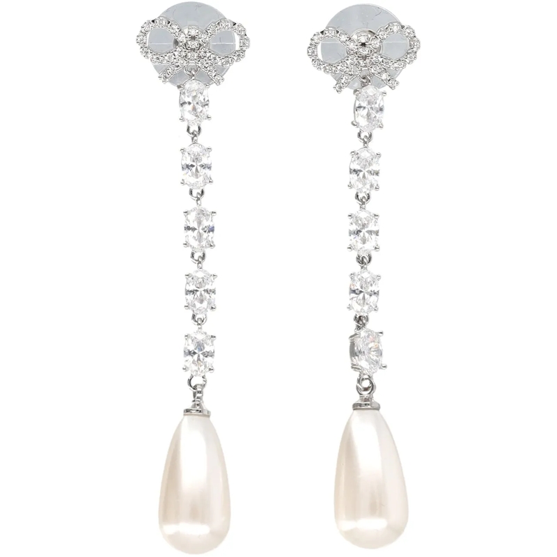 Self Portrait Creolen Pearl Bow Earring Argento silber