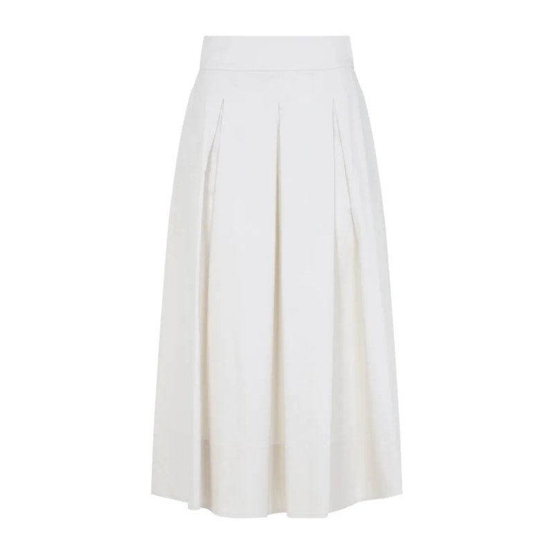 Peserico Midirok Midi Skirt In Nude Cotton-Elastane Blend White