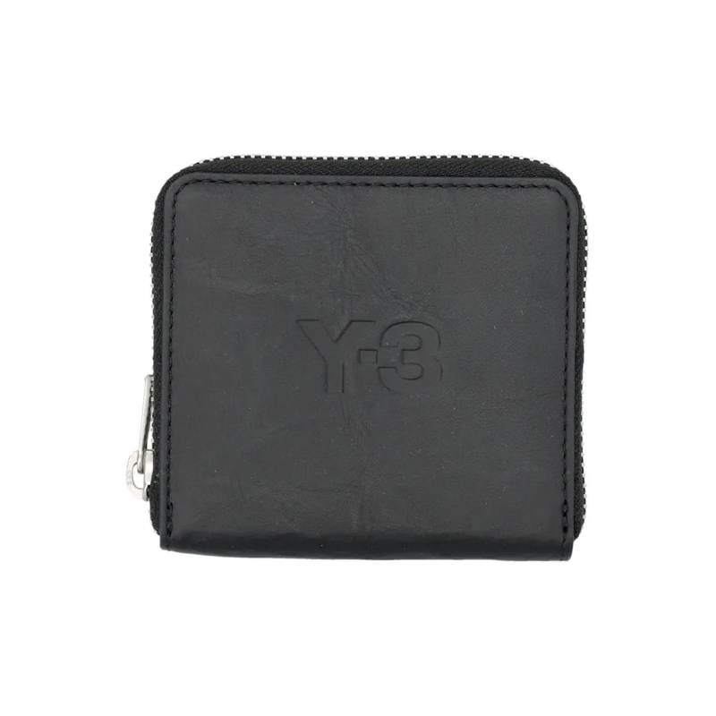 Y-3 Geldbörse All-Around Zip Crinkle Leather Wallet Grey