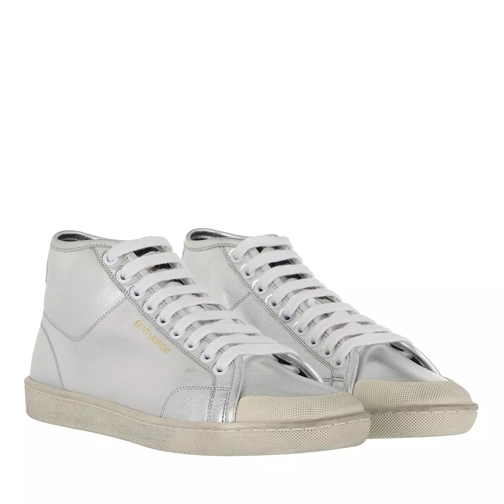 Saint Laurent Court Classic SL/39 Mid-Top Sneakers Leather Silver High-Top Sneaker