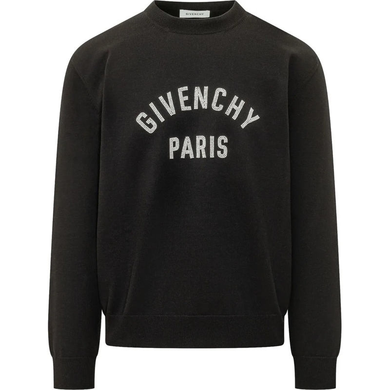 Givenchy  Maglia Girocollo con Lettering Frontale schwarz