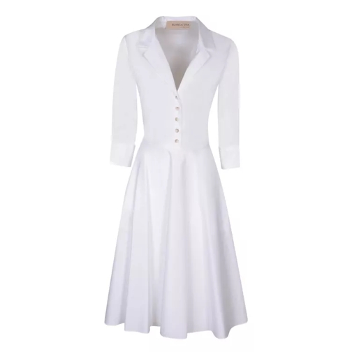 Blanca Vita Three-Quarter Sleeve Dress White 