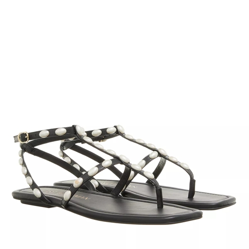 Stuart Weitzman Pearlita Flat Sandal Black Strappy sandaal