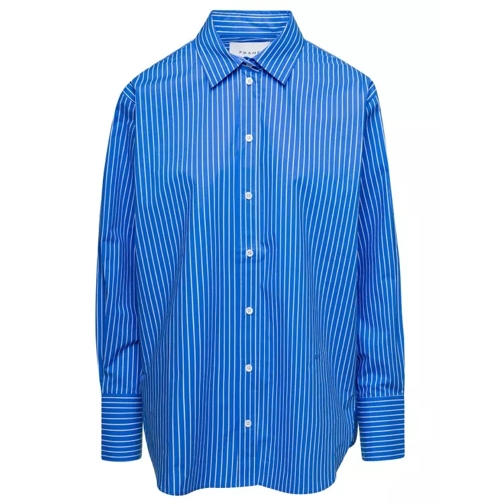 FRAME Blue Oversized Shirt With All-Over Striped Motif I Blue 