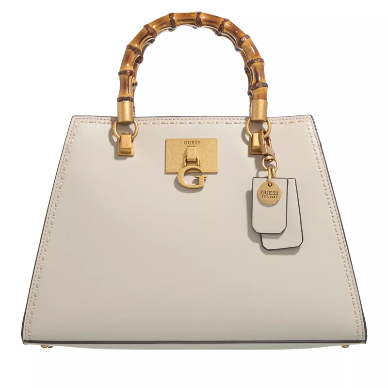 Guess Tote Stephi Bamboo Satchel Stone