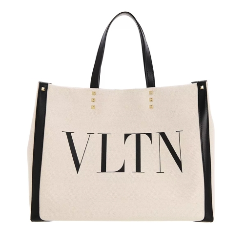 Valentino Garavani Small Logo Shopping Bag Natural/Black/Black Sac à provisions