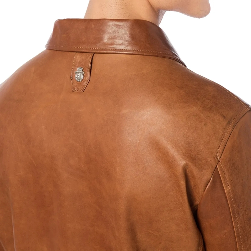 BILLIONAIRE Daunenjacke Lederjacke braun(Image 4)