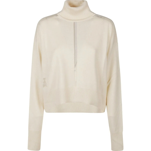 Patrizia Pepe Sweatshirts Logo-embossed Turtle Neck Sweater White weiß