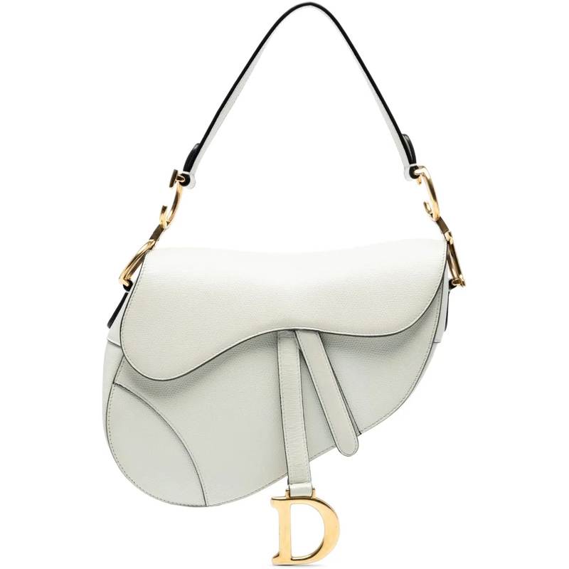 Christian Dior Schultertasche Grained Calfskin Saddle Bag weiß