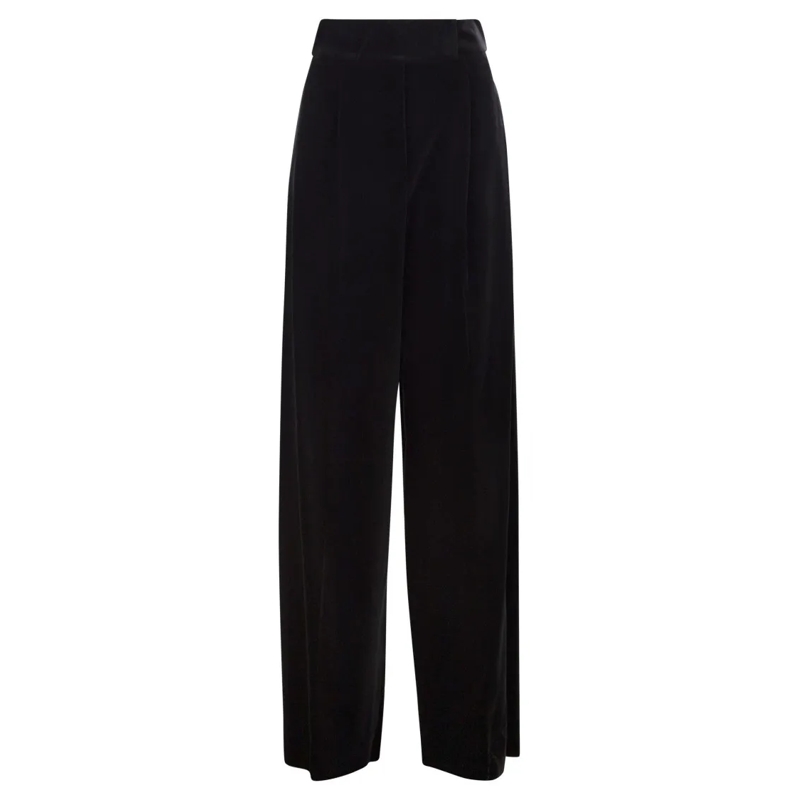 Max Mara Broek Bratto1234 - Brushed Velvet Trousers Black