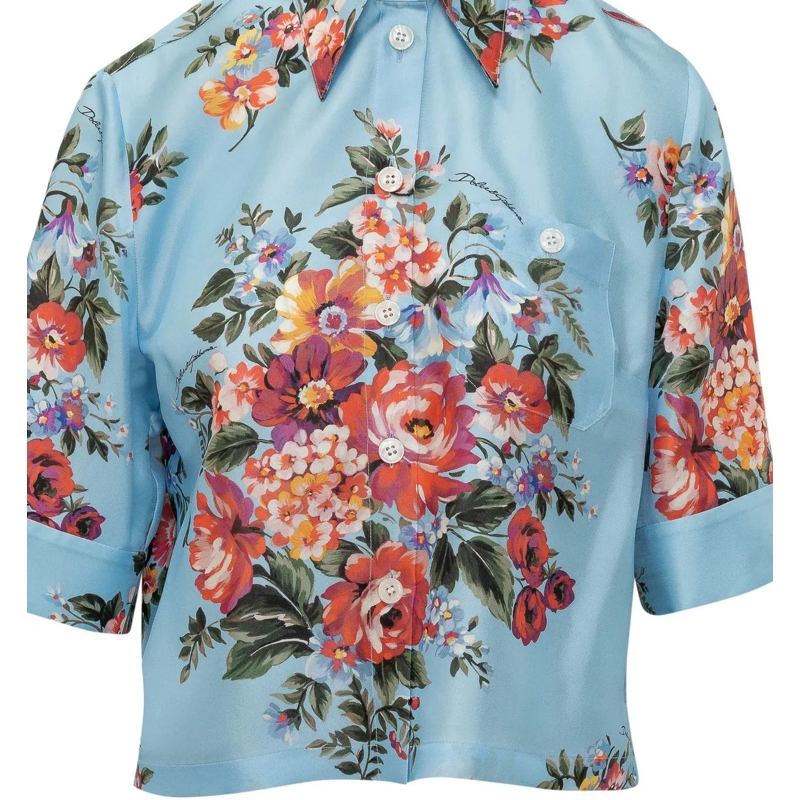 Dolce&Gabbana Chemisier Camicia a Stampa Floreale hellblau(Image 4)