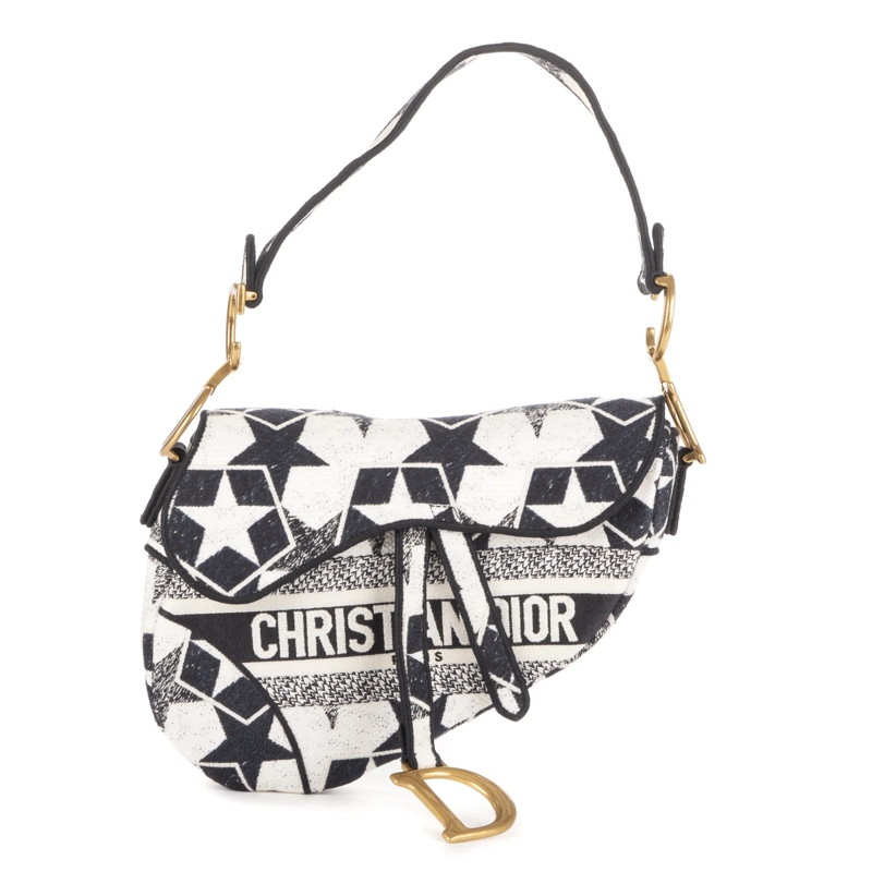 Christian Dior Crossbody Bag Stars Embroidered Saddle Bag marineblau