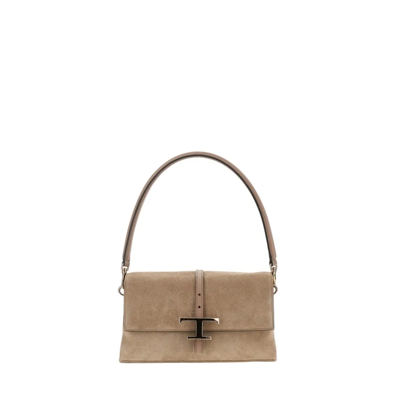 Tod's Sac à bandoulière T Timeless Suede Flap Bag Neutrals