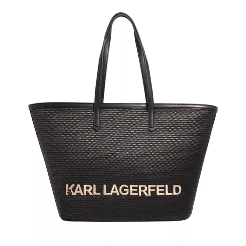 Karl Lagerfeld K/Essential Raffia Tote Black Basket Bag