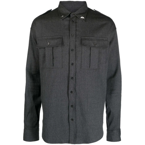 Dsquared2 Chemises Long-Sleeve Virgin Wool Shirt Grey