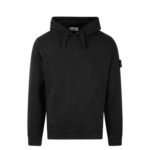 Stone Island Black Cotton Hoodie Black Huvtröja