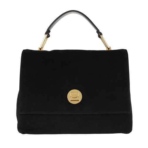 Coccinelle Handbag Suede Leather Noir/Noir Satchel