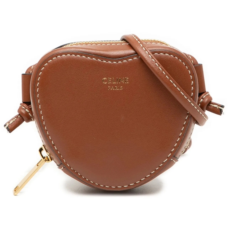 Celine Schultertasche Micro Leather Heart Crossbody braun