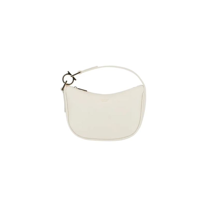 Salvatore Ferragamo Schultertasche Mini Hobo Bag In White Calfskin White